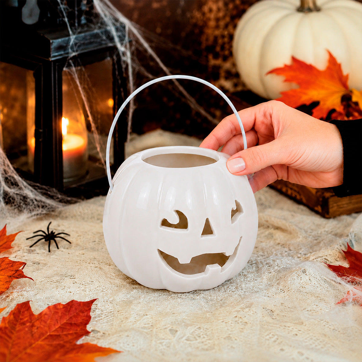 Calabaza, Figura de Cerámica, Color Blanco
