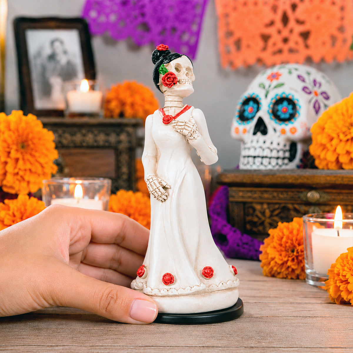 Catrina, Figura de Cerámica, Color Blanco