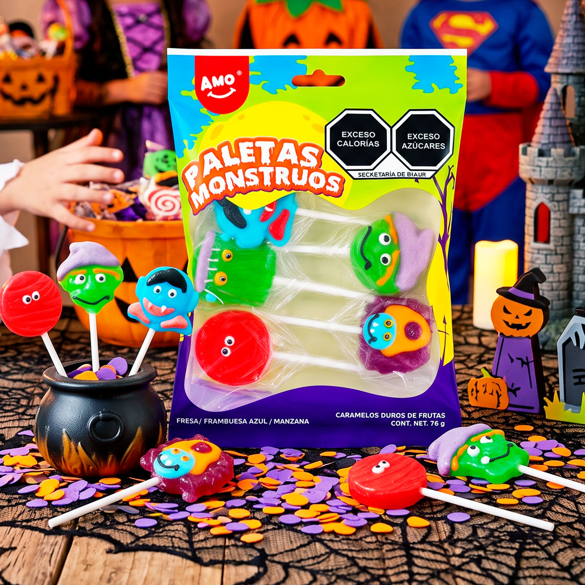 Monstruos, Paletas de Caramelo, Amos, 75 gr