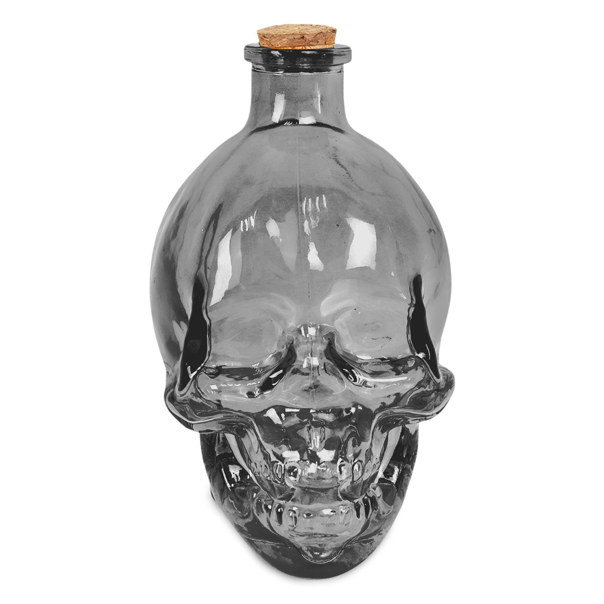 Botella de Vidrio en Forma de Cráneo, Color Negro