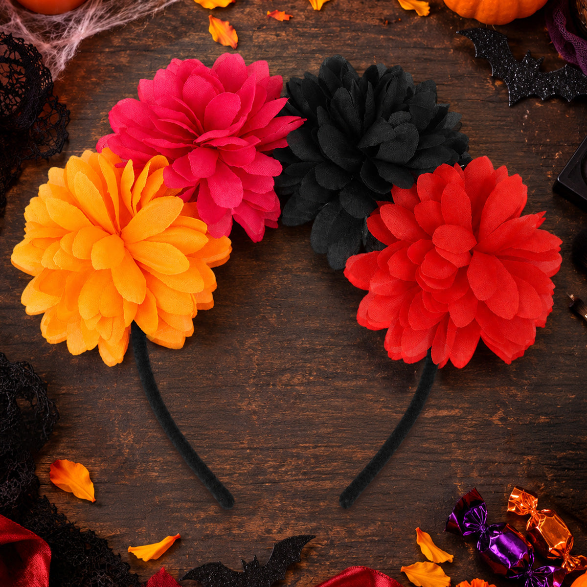 Diadema con 4 Flores para Día de Muertos