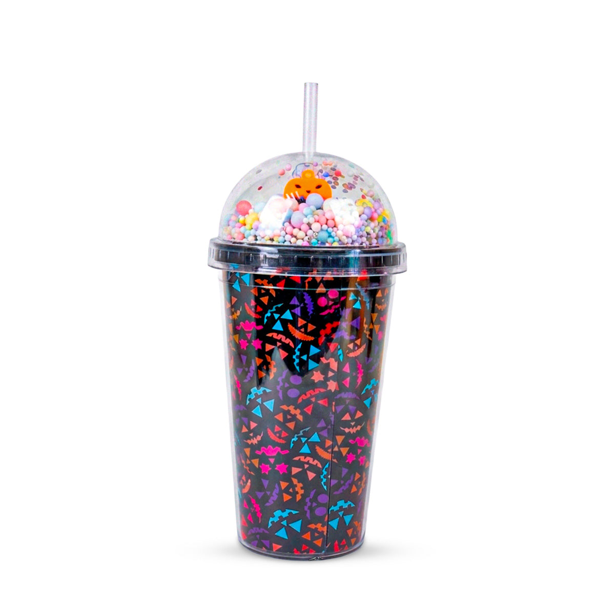 Vaso con Popote de Halloween, Color Negro