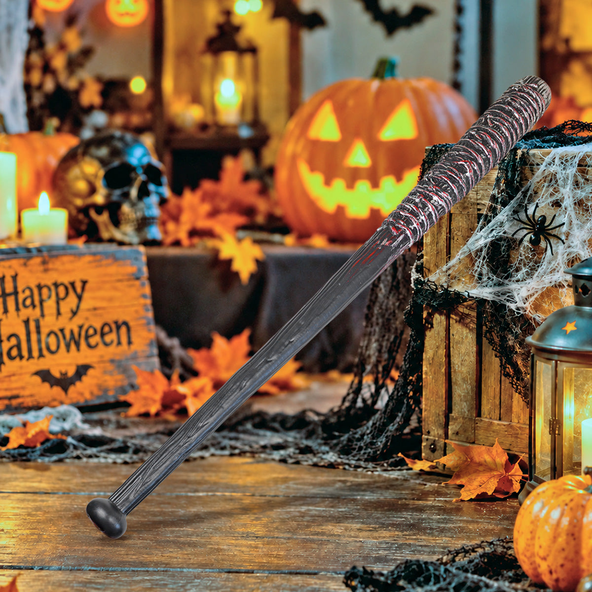 Bat Sangriento para Halloween, Color Negro, 75 cm