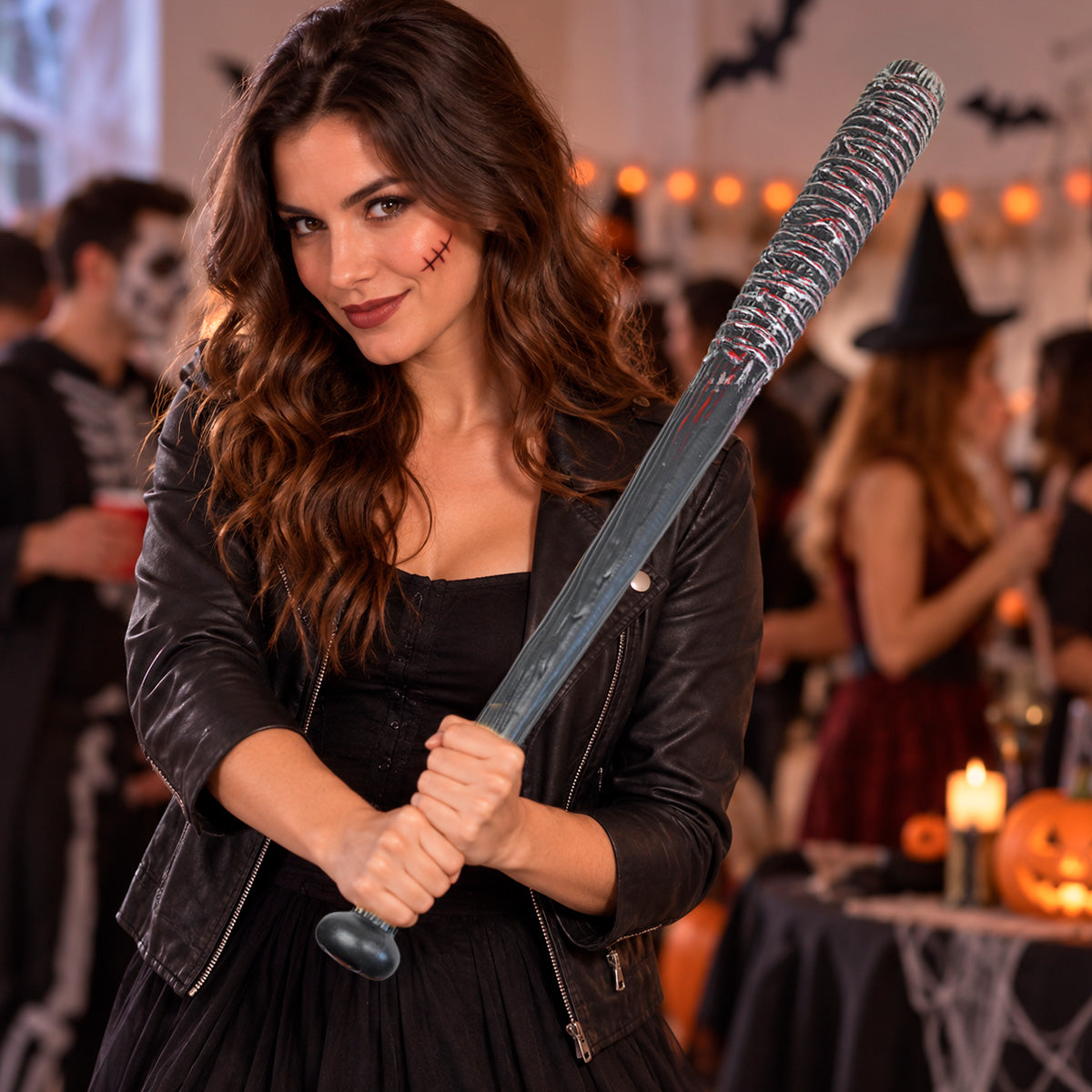 Bat Sangriento para Halloween, Color Negro, 75 cm