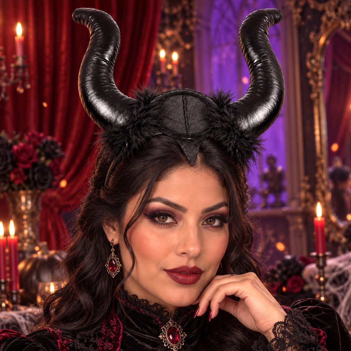Diadema con Cuernos para Halloween, Color Negro