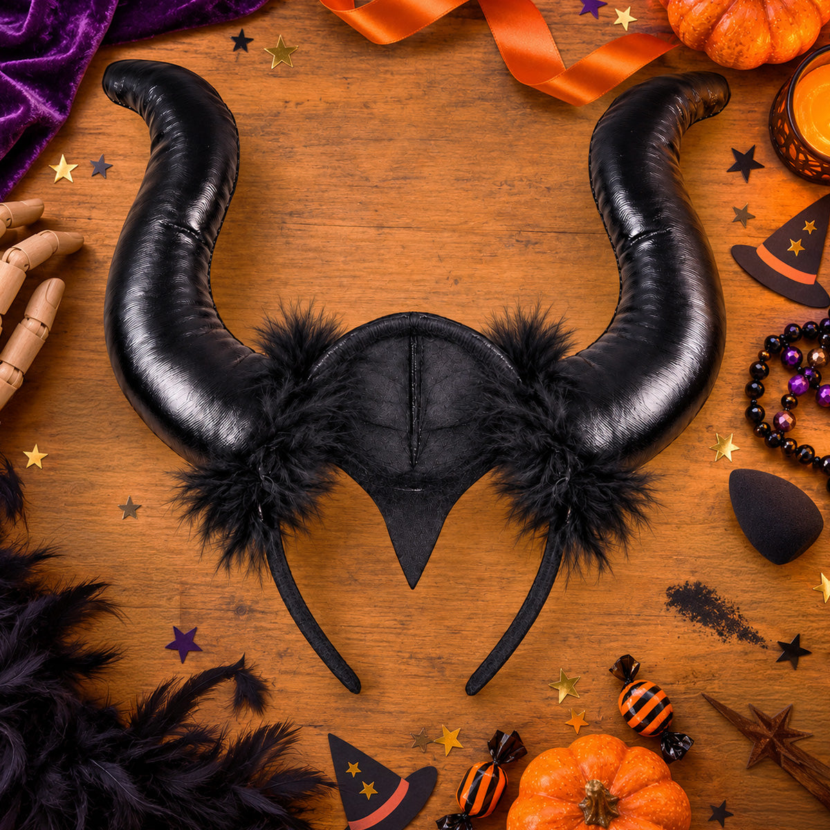 Diadema con Cuernos para Halloween, Color Negro