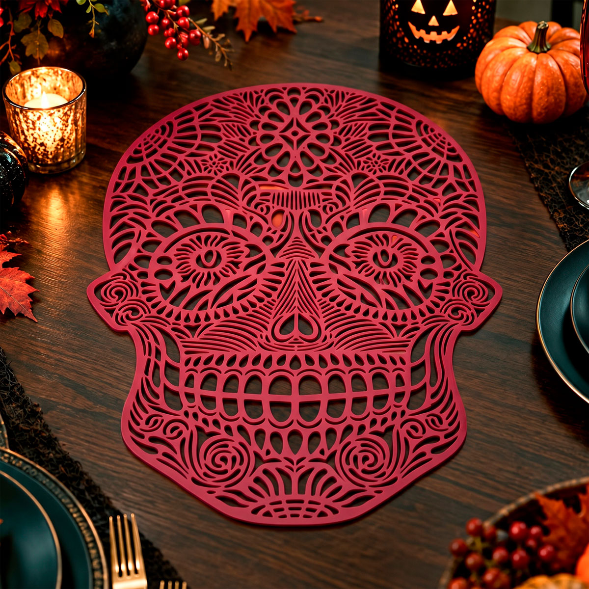 Mantel de Calavera, Color Rojo