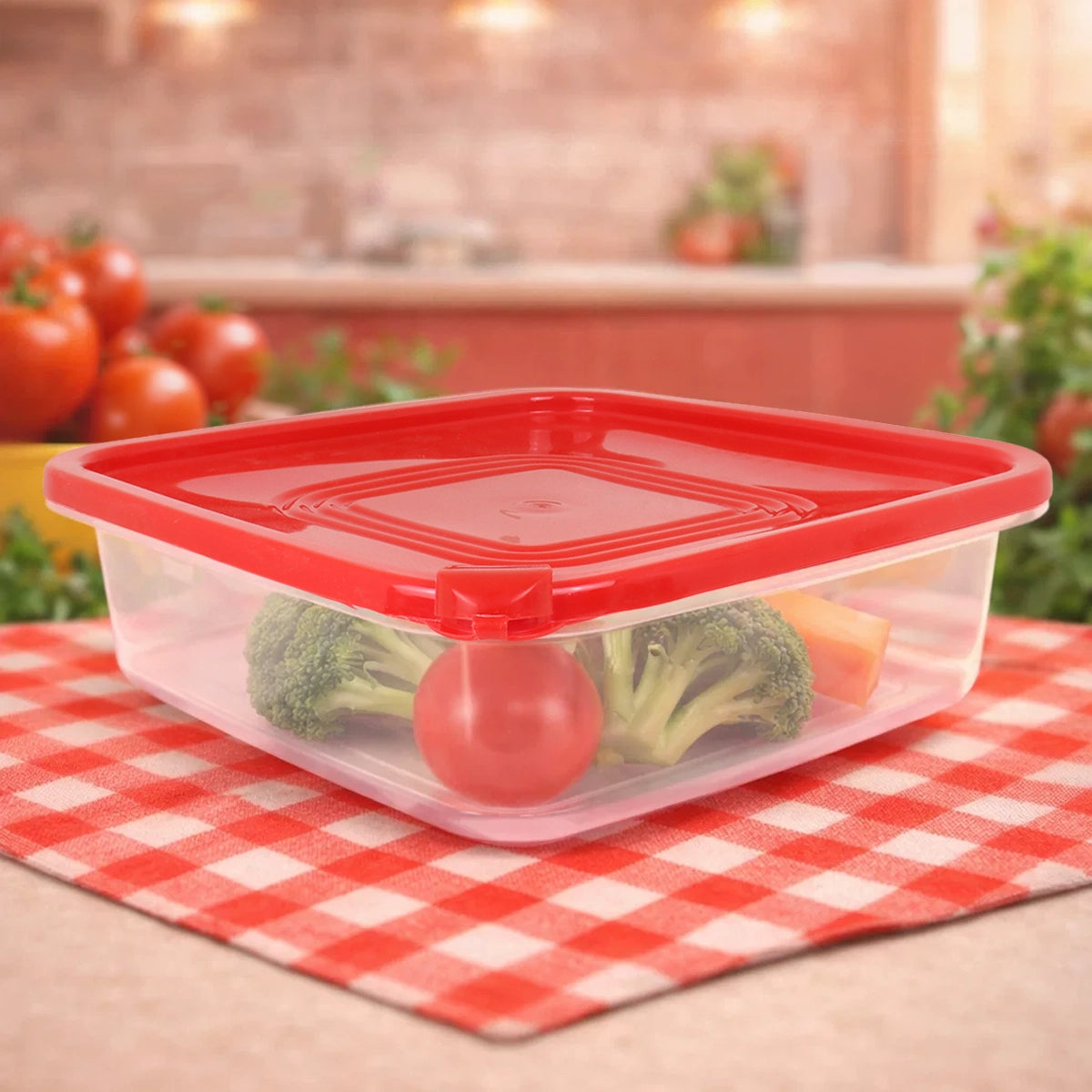 Contenedor Microfresh Cuadrado, Color Rojo