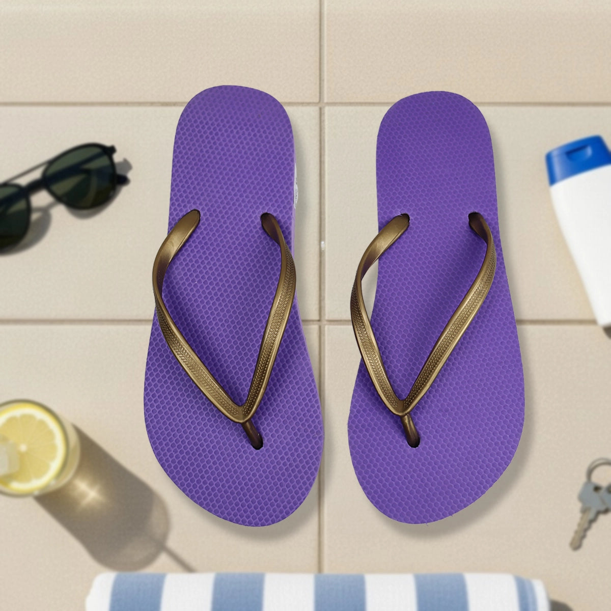 Sandalias, Color Morado y Dorado