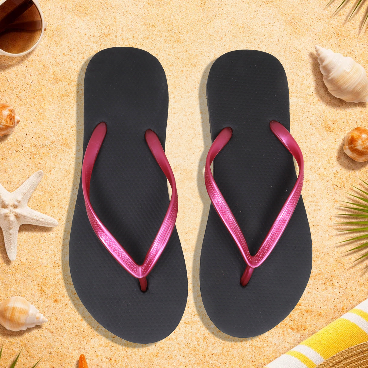 Sandalias, Color Negro y Rosa
