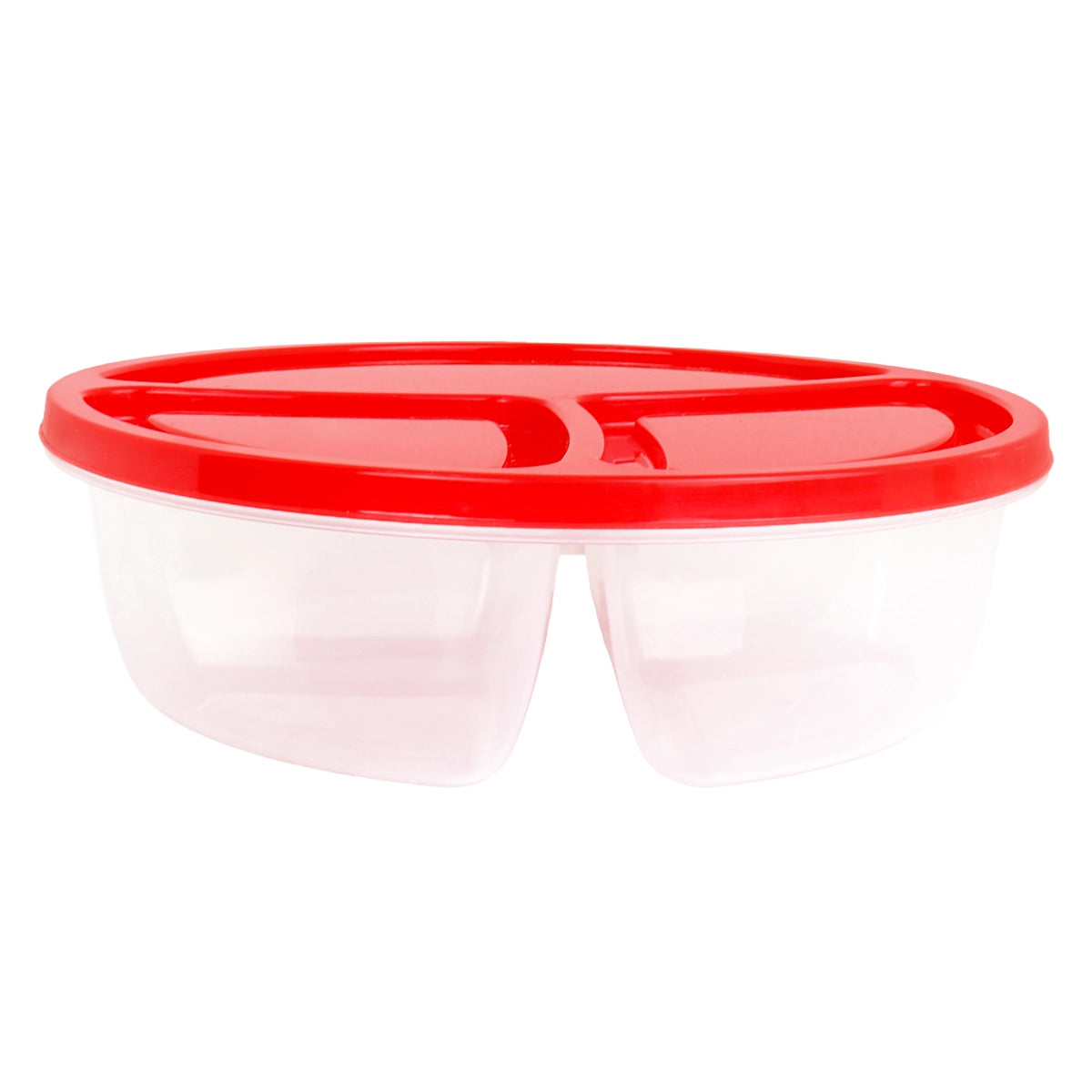 Contenedor de Plástico con 3 Divisiones, Color Rojo