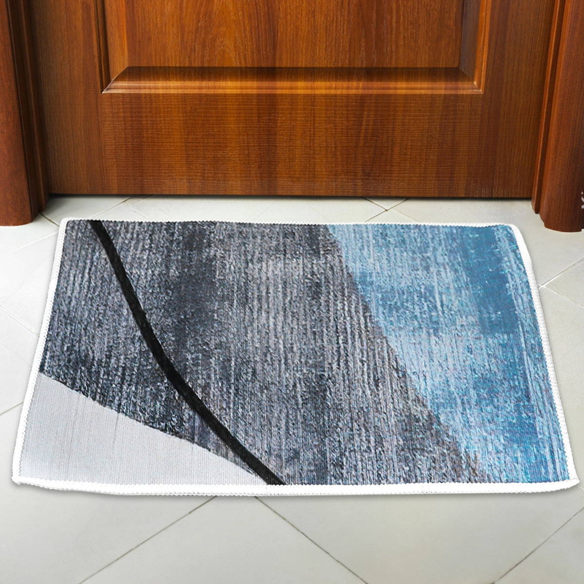 Tapete Decorado, Color Gris con Azul, 40x60 cm