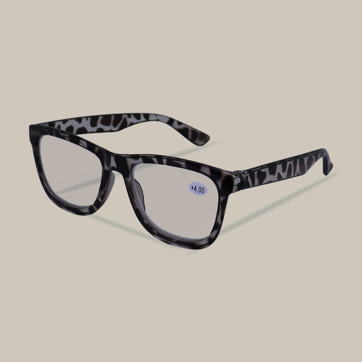 Lentes de Armazón Cuadrado color Negro con Blanco, Graduación de 4.00 Dioptrías