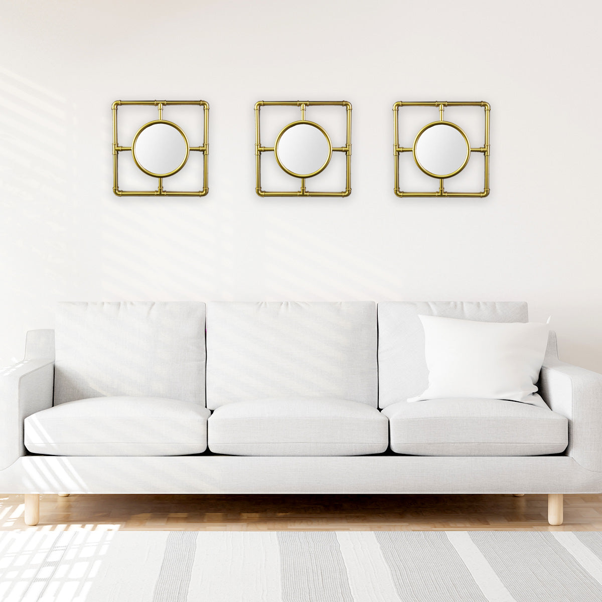 Set de 3 Espejos Circulares con Marco color Oro
