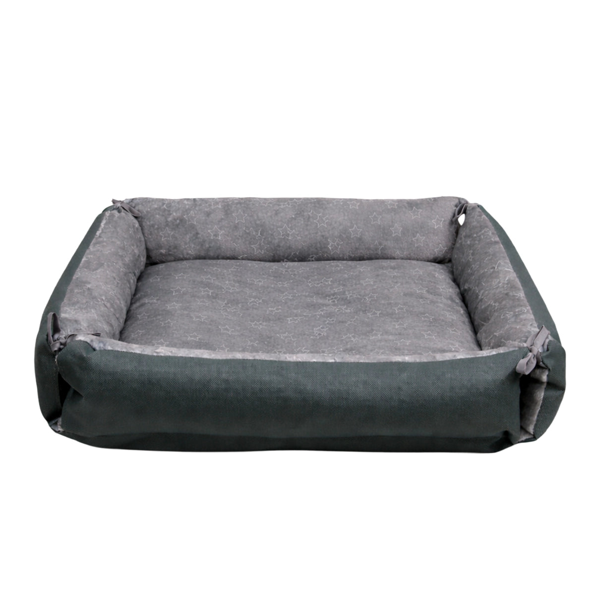 Cama para Mascota, Rectangular, Diseño Estrellas, Color Gris