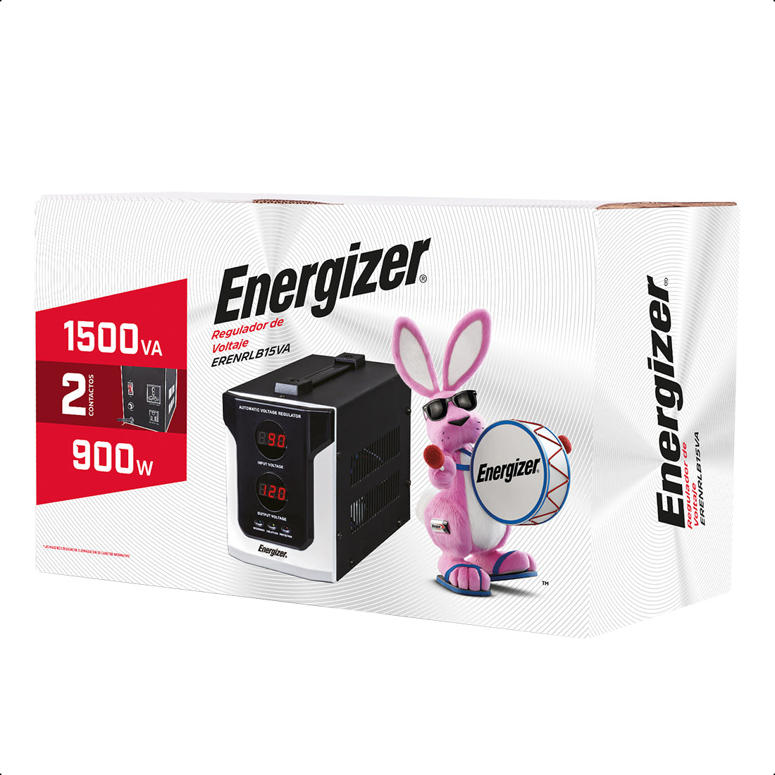 Regulador de Voltaje 1500VA-900W 2 contactos, ENERGIZER