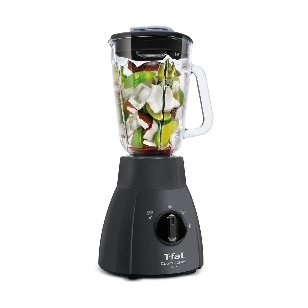 Licuadora T-fal Optimix Glass Vaso de Vidrio 1.25 Litros Negra LN2788X0