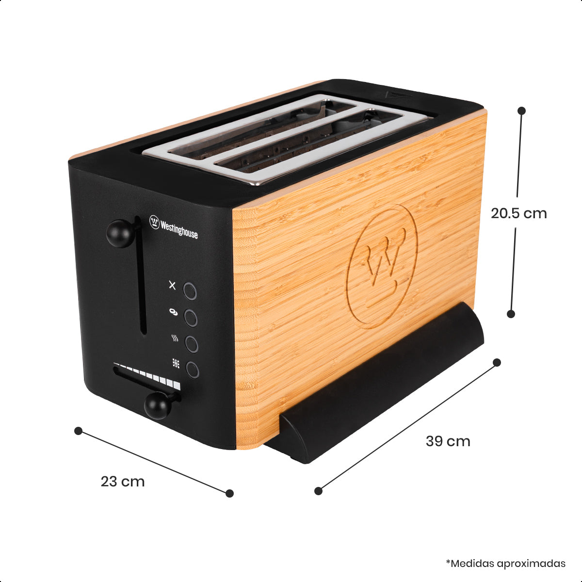 Tostador de Bambú de 2 Ranuras Extra Largas con Niveles Ajustables y Funciones Inteligentes