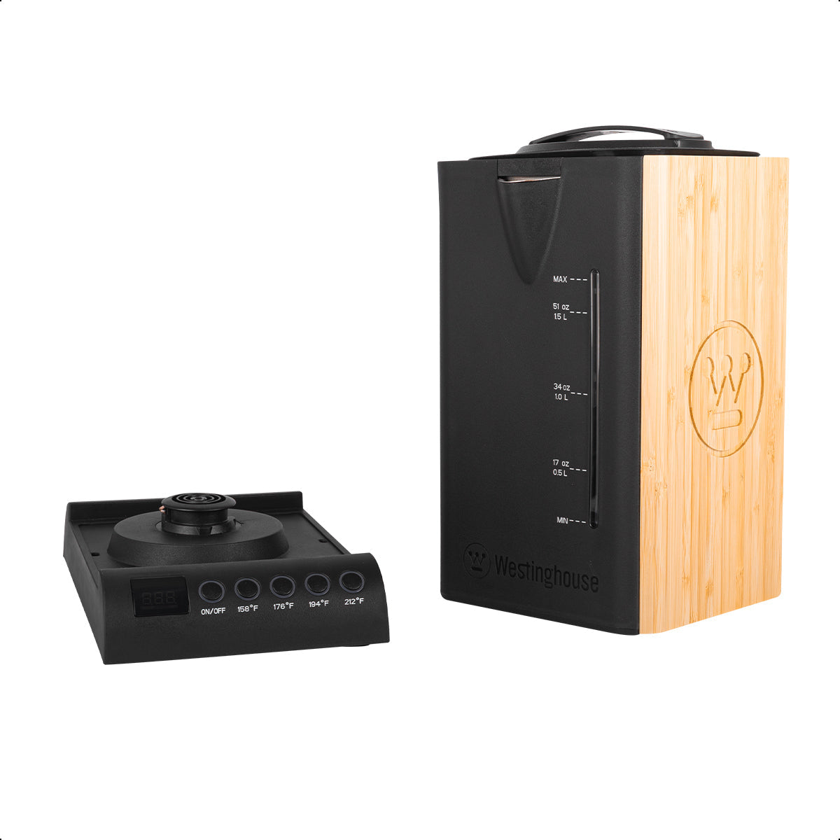 Hervidor Eléctrico de Bambú 1.7L con Control de Temperatura LED Westinghouse