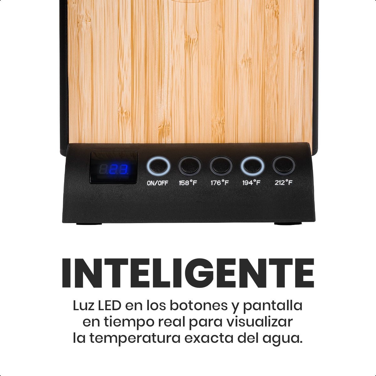 Hervidor Eléctrico de Bambú 1.7L con Control de Temperatura LED Westinghouse