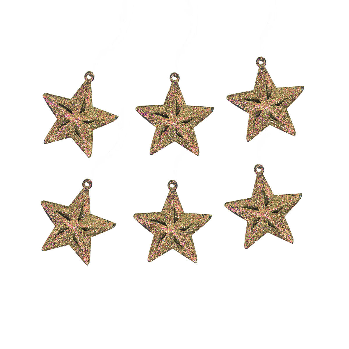 Mini Estrellas, Ornamento Navideño Glitter, Color Oro