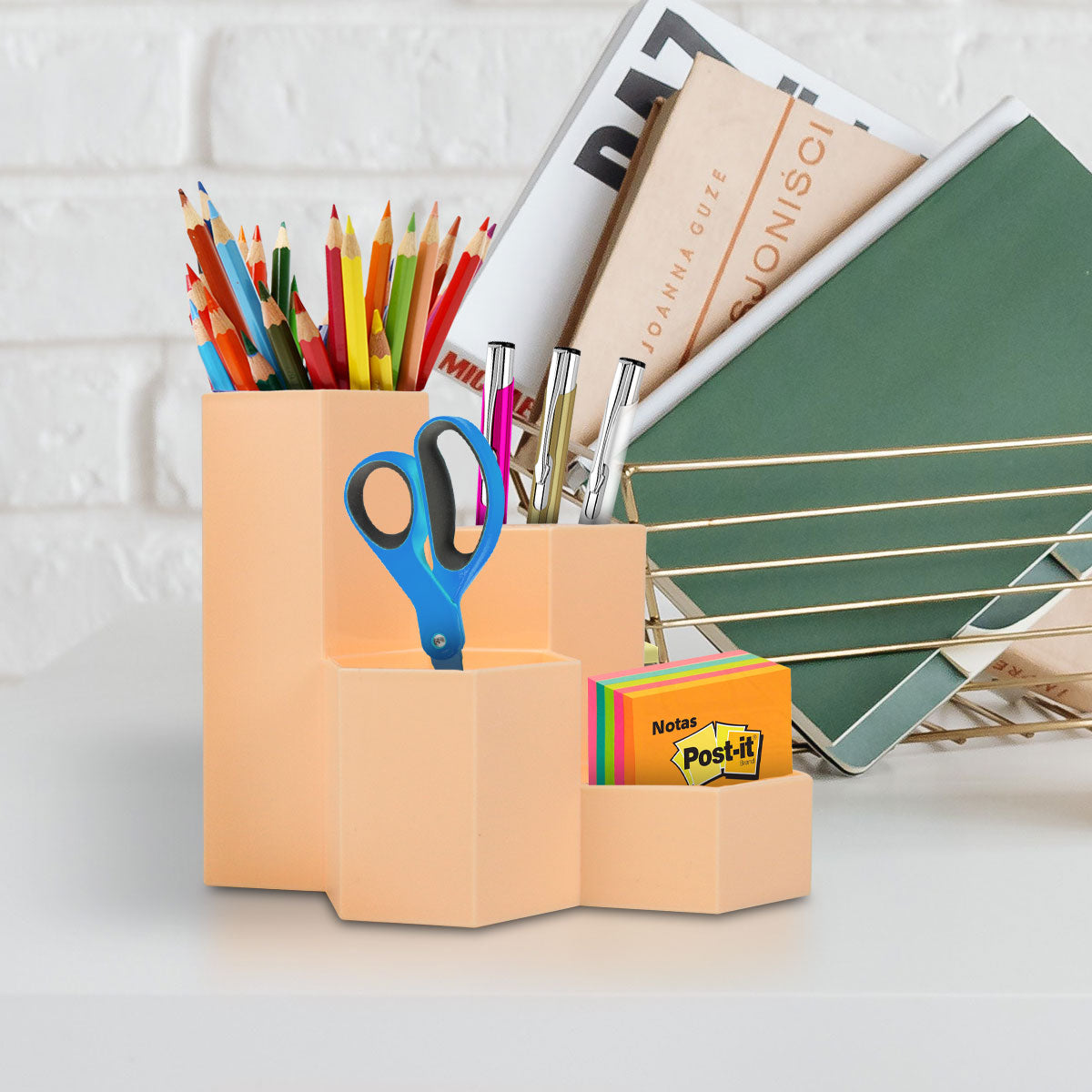 Lapicera Organizador de Escritorio color Durazno