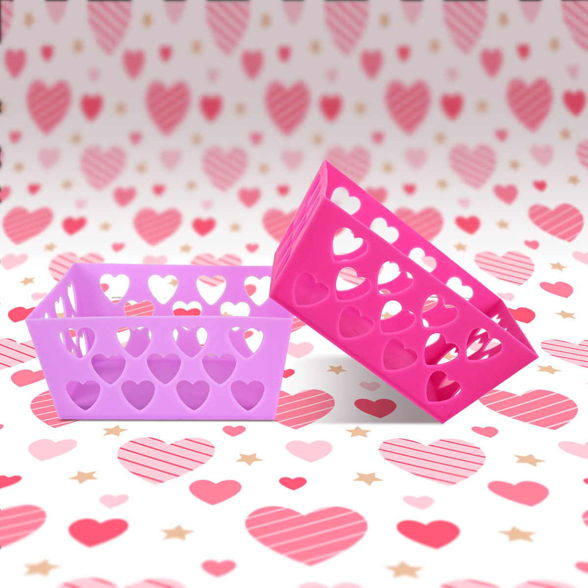 Canastas con Orificios en Forma de Corazón, 2 pza.
