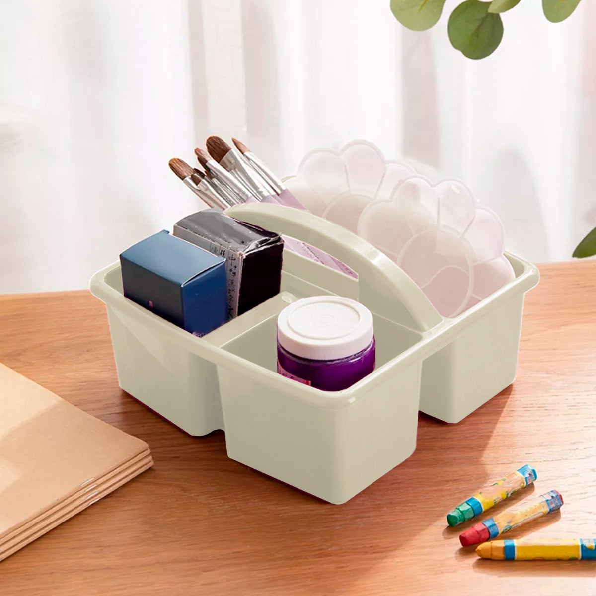 Caja organizadora Plástico, 4 Divisiones color Gris