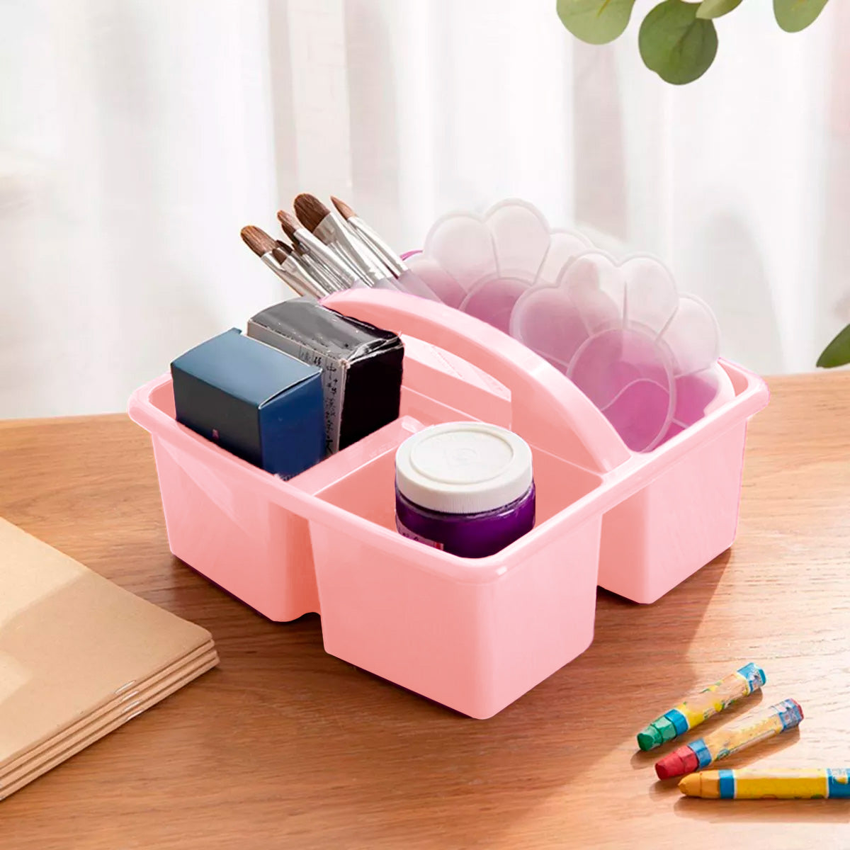 Caja organizadora Plástico, 4 Divisiones color Rosa