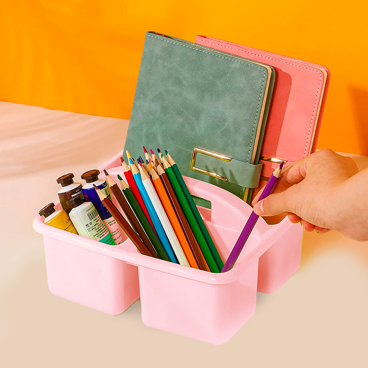 Caja organizadora Plástico, 4 Divisiones color Rosa