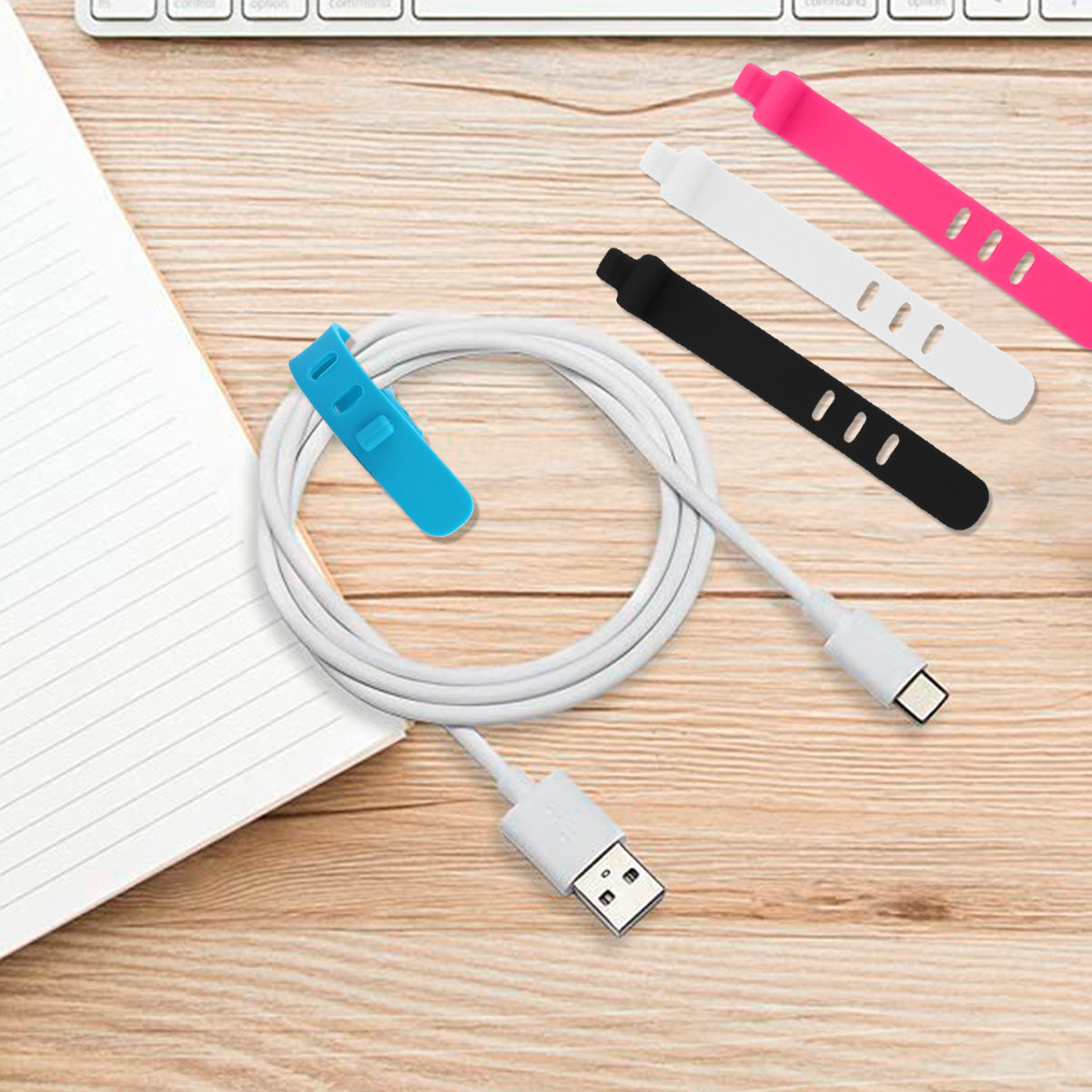 Sujeta Cables de Colores, 4 piezas.