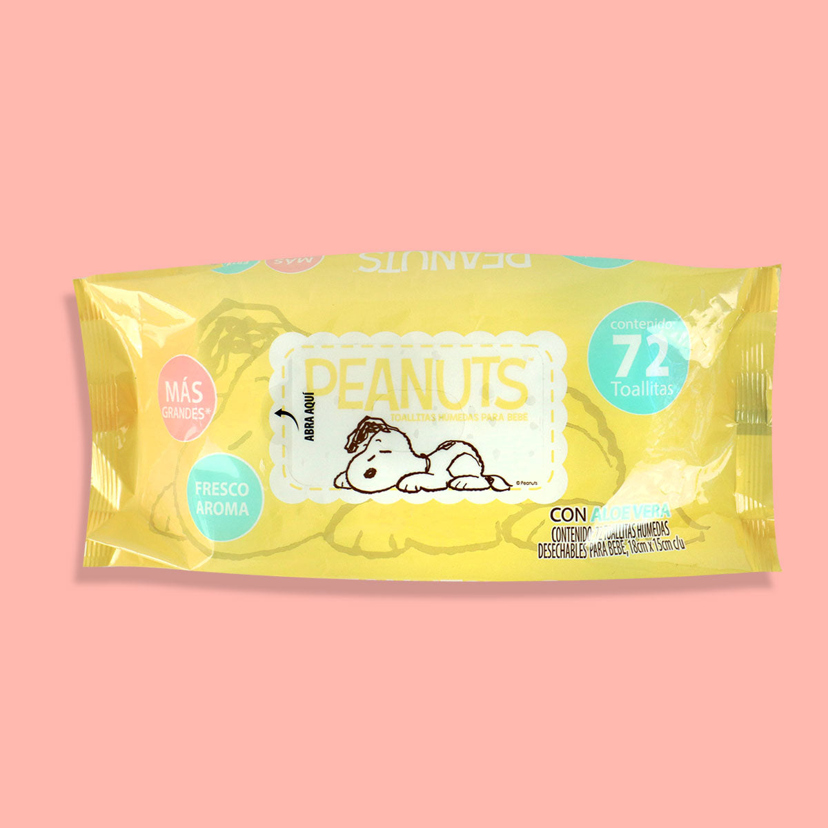 Toallitas Peanuts para Bebé, 72 toallitas