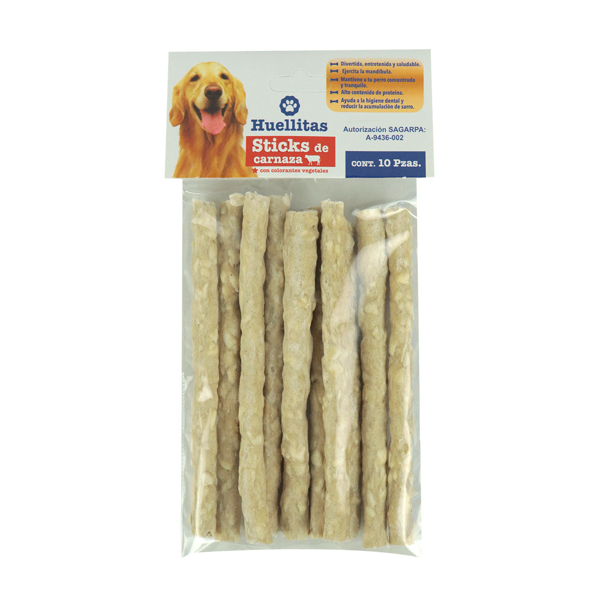Huellitas Sticks de Carnaza 10 Piezas
