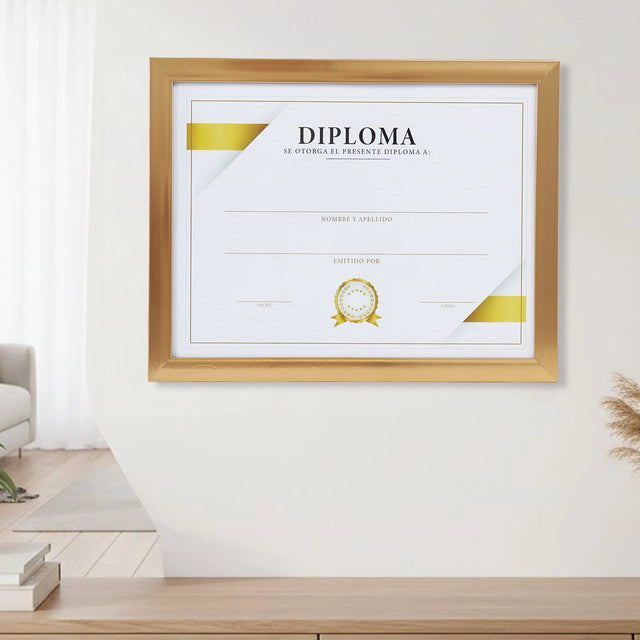 Porta Documento, Madera, Color Dorado