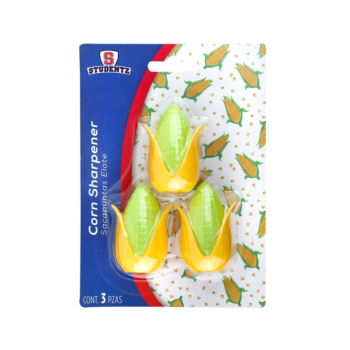 Sacapuntas en Forma de Elote, 3pzas