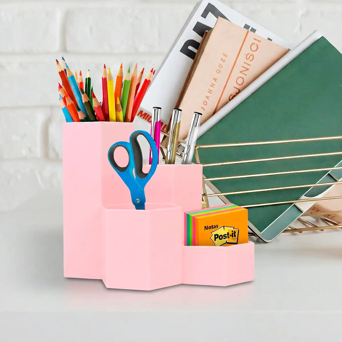 Lapicera Organizadora de Escritorio, Color Rosa