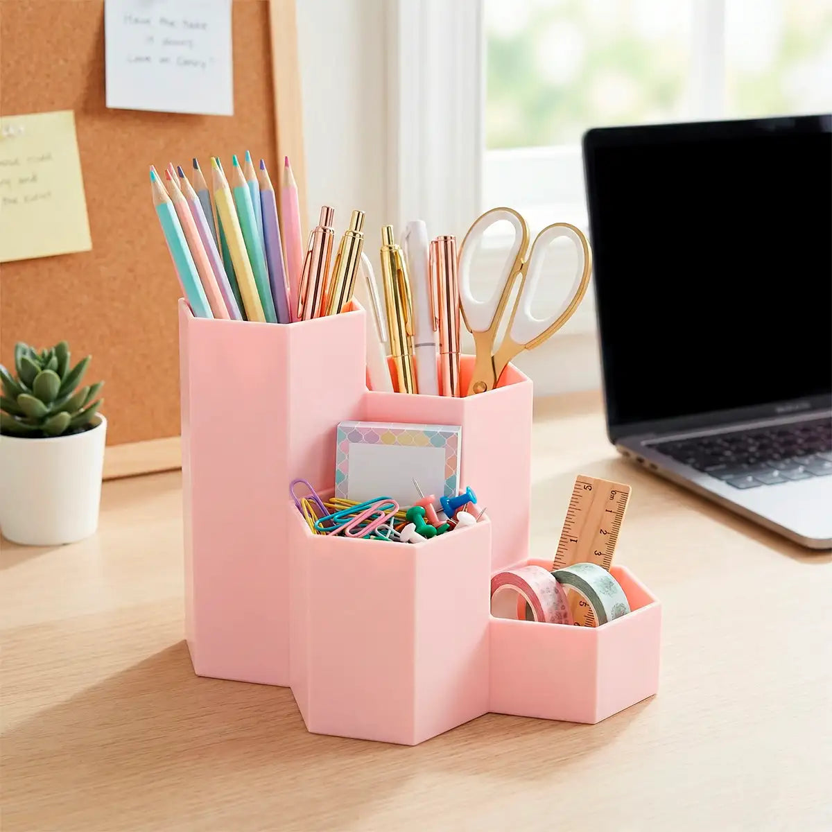 Lapicera Organizadora de Escritorio, Color Rosa