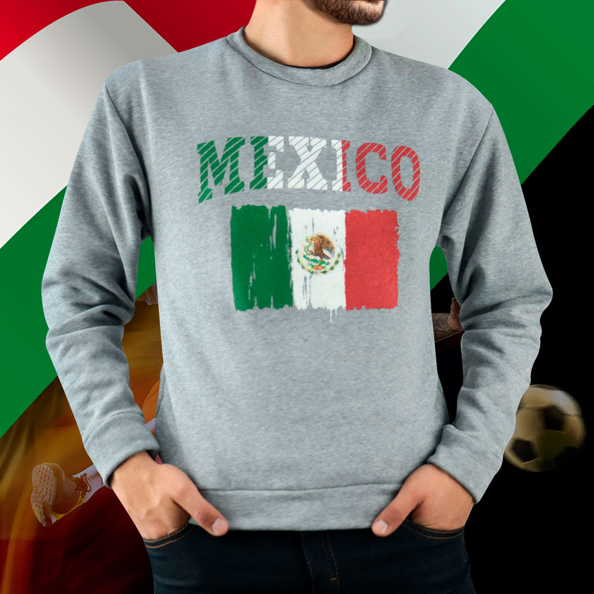 Sudadera con Estampado de MX para Caballero, Color Gris