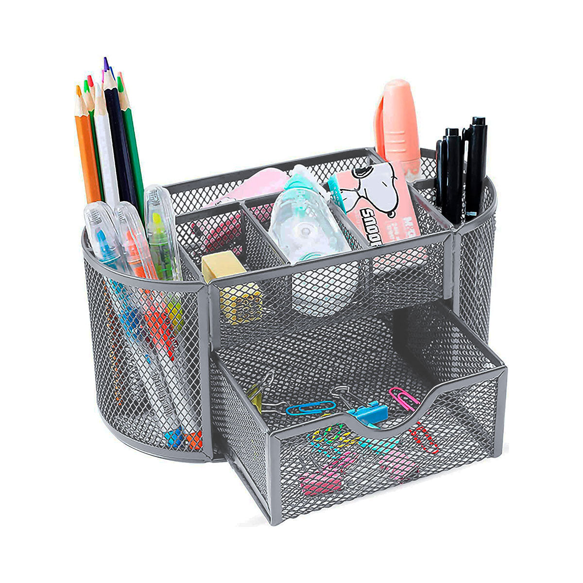 Organizador Metálico Multifuncional 9 separaciones 11x11.5cm color Gris