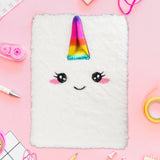 Libreta de Peluche con Diseño de Unicornio, color Blanco