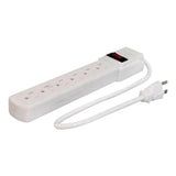 Barra Multicontacto de 6 Entradas, color Blanco, Sanelec