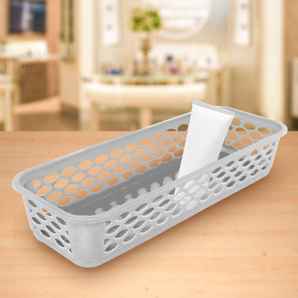Bandeja Organizadora Rectangular de PlÃ¡stico, Color Gris