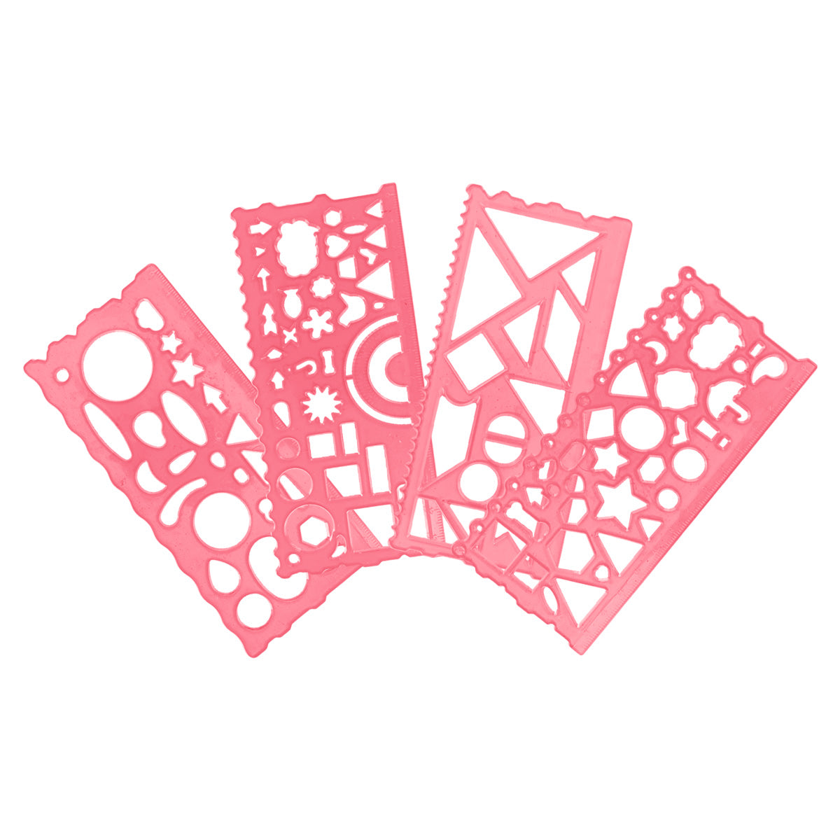 Set de 4 Plantillas de Dibujo Geométricos color Fucsia