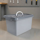 Caja de Plástico, 18 L, Color Gris Oscuro