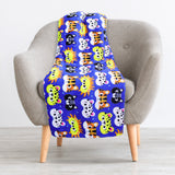 Cobija Afelpada color Azul con Estampado de Animalitos, 179x148cm
