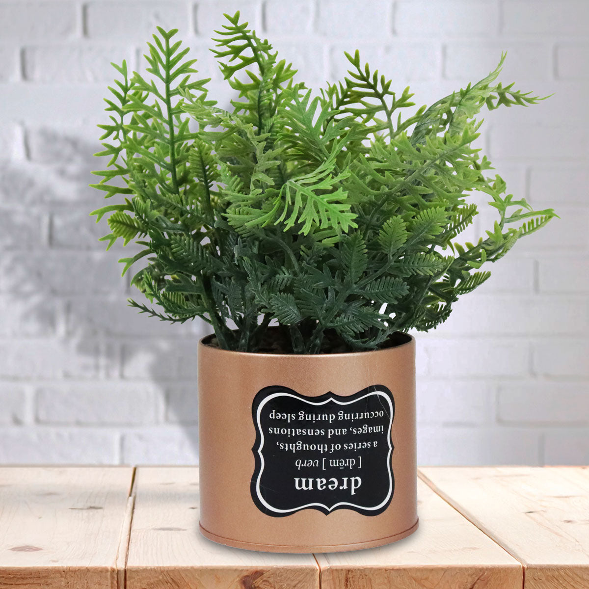 Maceta con Planta Artificial, Frase Dream