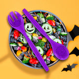 Cucharas color Morado con Diseño de Halloween para Ensalada