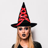 Sombrero para Disfraz de Bruja con Listón color Rojo