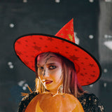 Sombrero para Disfraz de Bruja color Rojo con Dorado