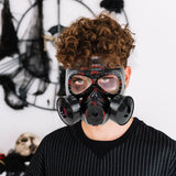 Máscara de Gas color Negro con Rojo para Disfraz de Halloween.